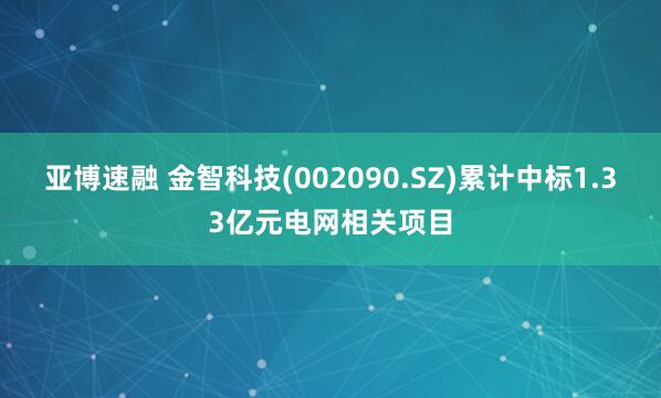 亚博速融 金智科技(002090.SZ)累计中标1.33亿元电网相关项目